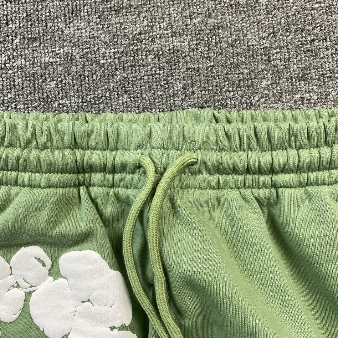 PANTALON DE SURVÊTEMENT EN COTON À MOTIFS DE DENIM ET COURONNE, VERT CLAIR