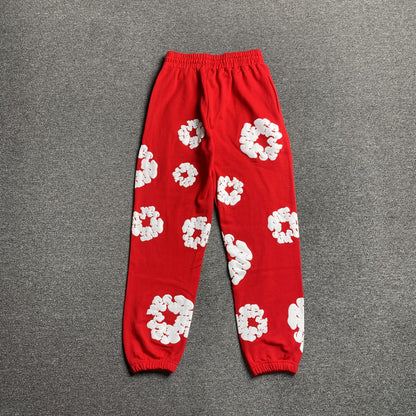 PANTALON DE SURVÊTEMENT ROUGE EN DENIM TEARS ET COTON AVEC COURONNE
