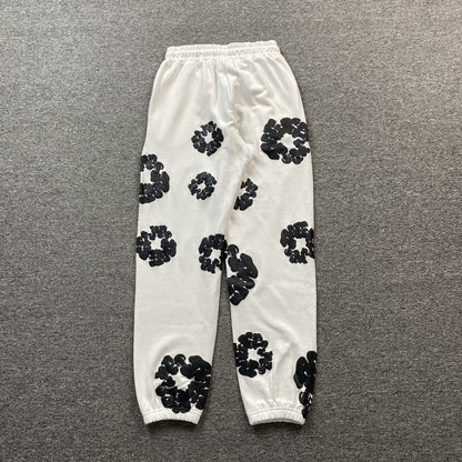 PANTALON DE SURVÊTEMENT BLANC EN DENIM TEARS ET COTON AVEC COURONNE