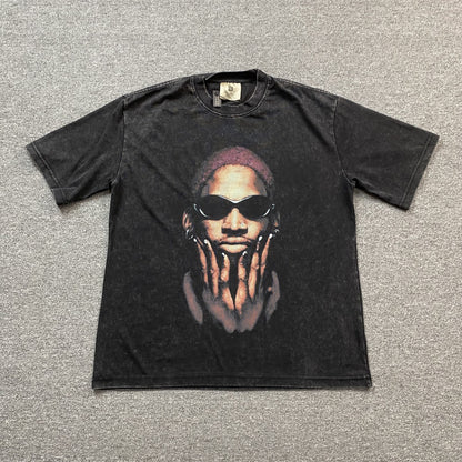 T-shirt graphique vintage Dennis Rodman gris foncé