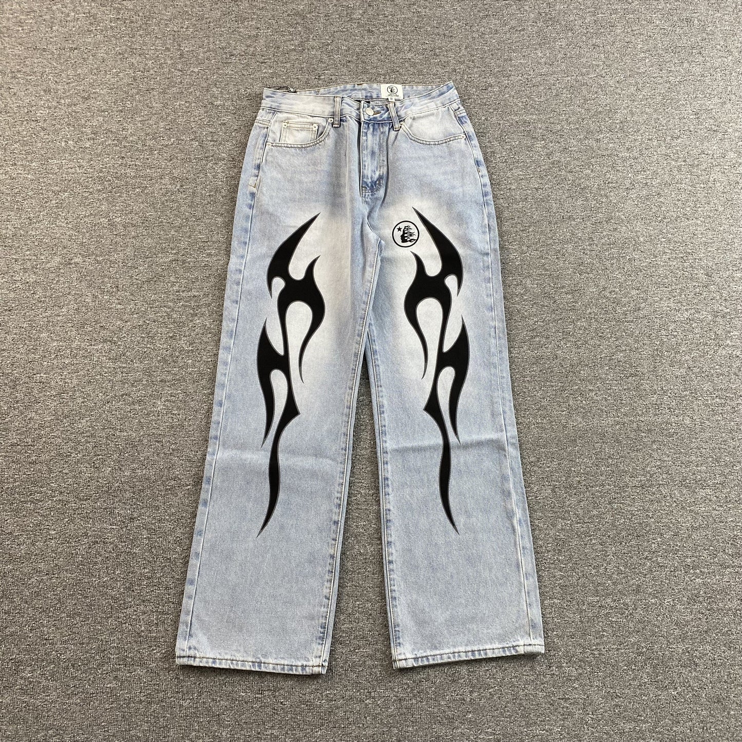 JEANS HELLSTAR BLACK FLAME BLEU DÉLAVÉ