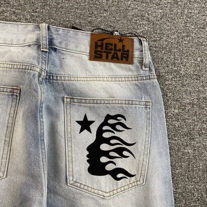 JEANS HELLSTAR BLACK FLAME BLEU DÉLAVÉ