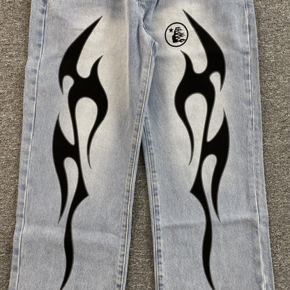 JEANS HELLSTAR BLACK FLAME BLEU DÉLAVÉ