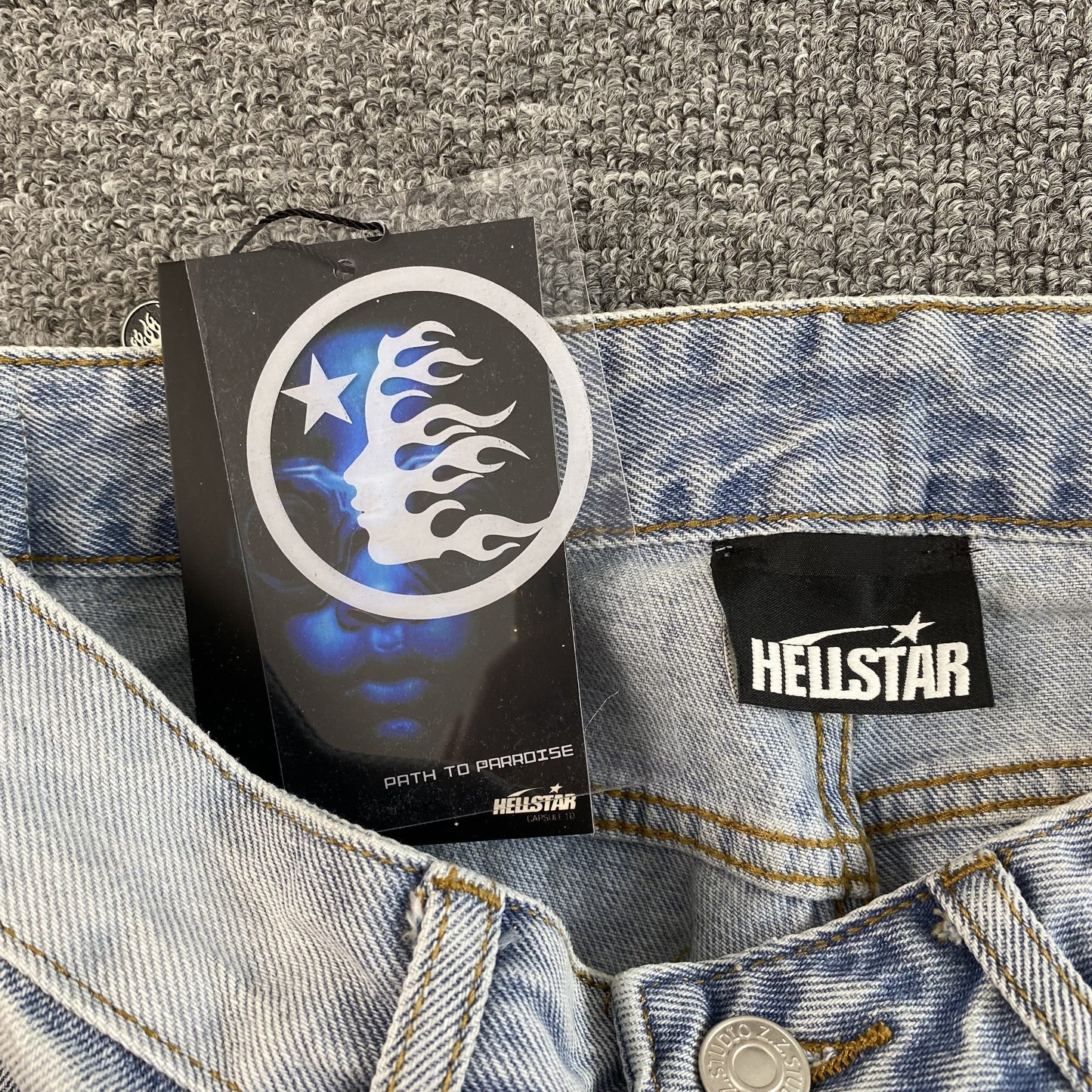 JEANS HELLSTAR BLACK FLAME BLEU DÉLAVÉ