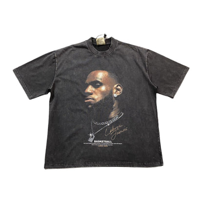 T-shirt graphique vintage LeBron James gris foncé