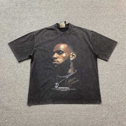T-shirt graphique vintage LeBron James gris foncé