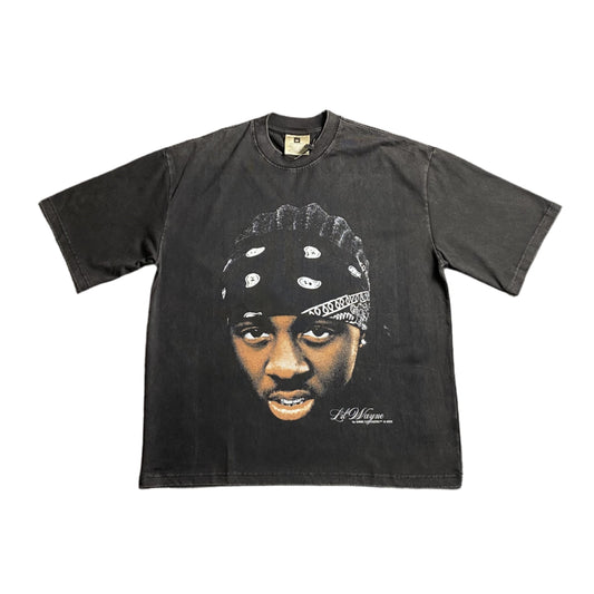 T-shirt graphique vintage Lil Wayne gris foncé