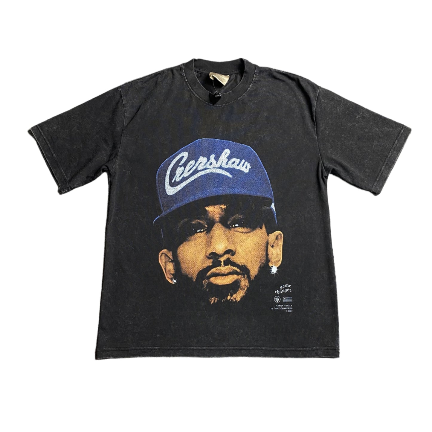 T-shirt graphique vintage Nipsey Hussle gris foncé