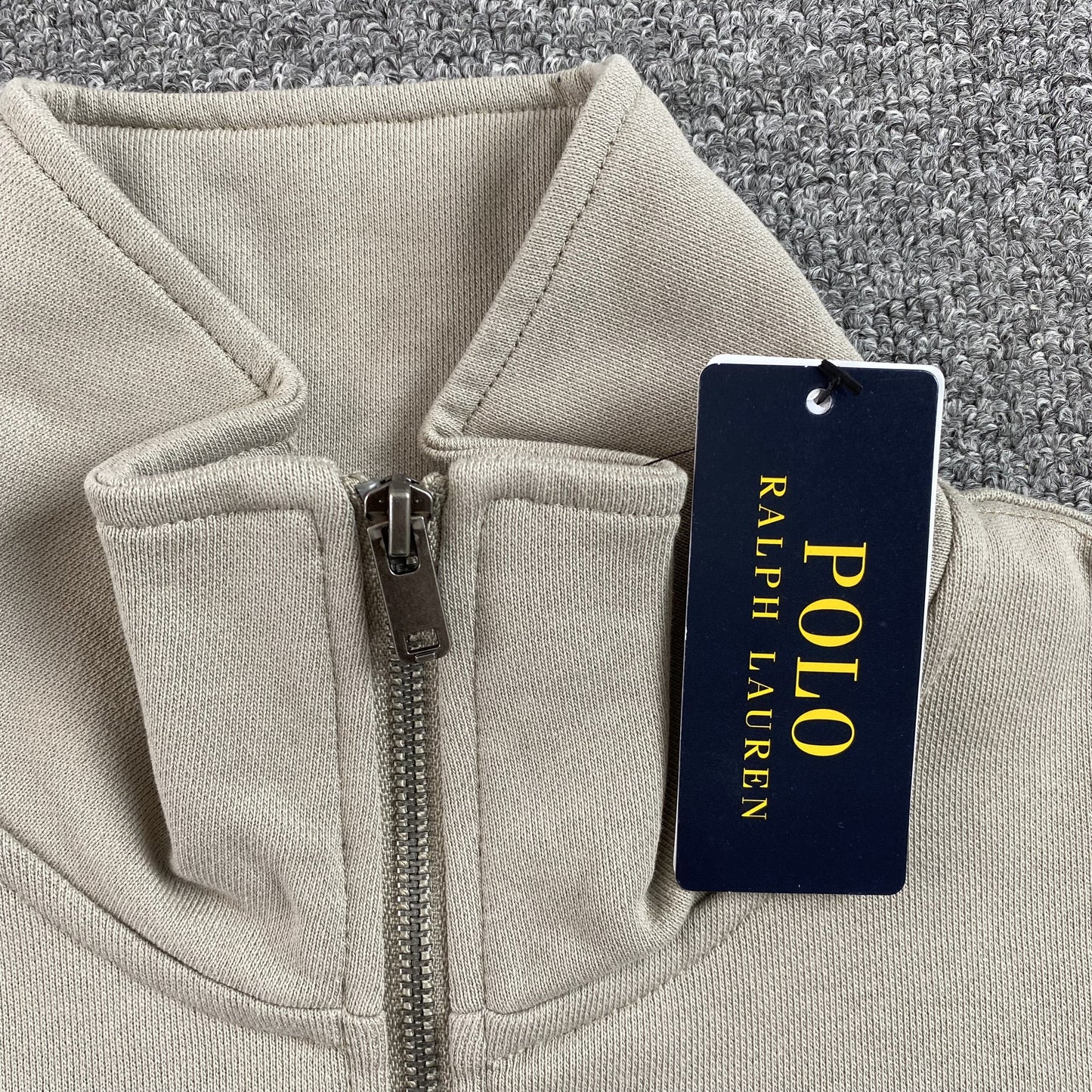 SWEAT-SHIRT POLO RALPH LAUREN À QUART DE ZIP BEIGE