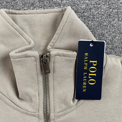 SWEAT-SHIRT POLO RALPH LAUREN À QUART DE ZIP BEIGE