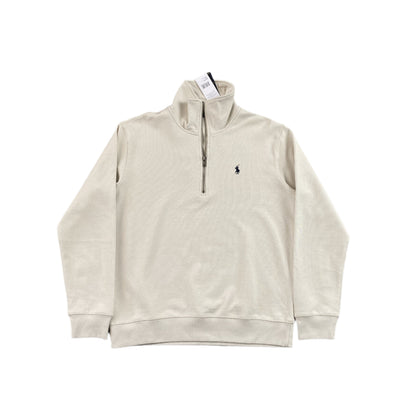 Sweat-shirt blanc à fermeture éclair quart de 1/4 POLO RALPH LAUREN