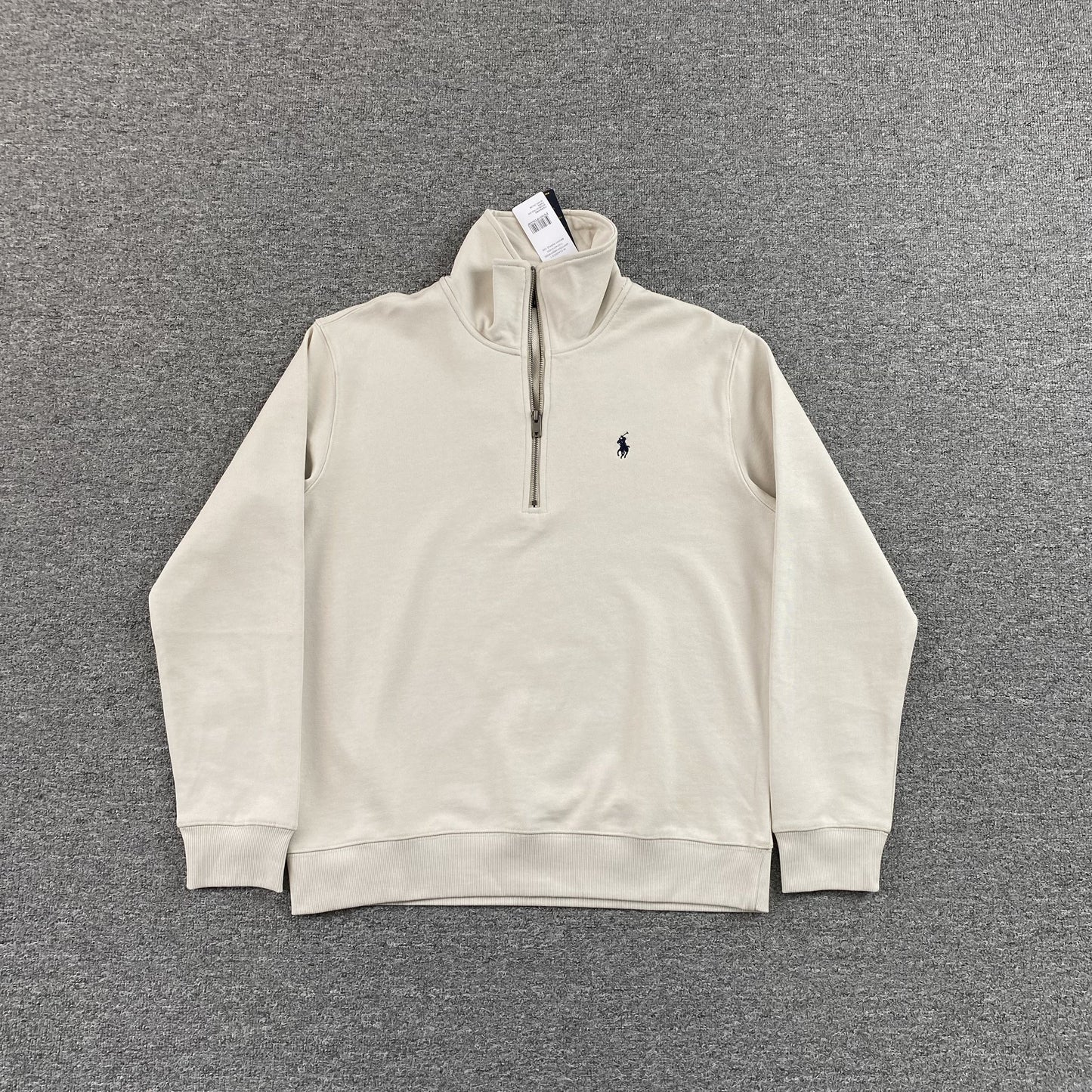 Sweat-shirt blanc à fermeture éclair quart de 1/4 POLO RALPH LAUREN