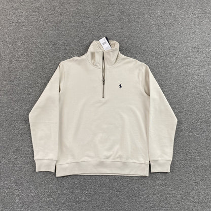 Sweat-shirt blanc à fermeture éclair quart de 1/4 POLO RALPH LAUREN