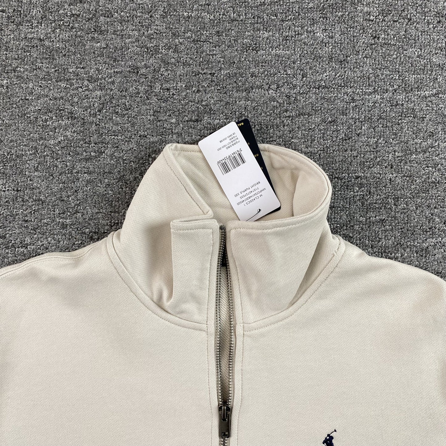 Sweat-shirt blanc à fermeture éclair quart de 1/4 POLO RALPH LAUREN