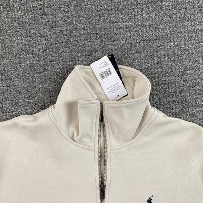 Sweat-shirt blanc à fermeture éclair quart de 1/4 POLO RALPH LAUREN