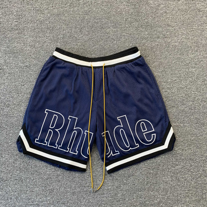 Short bleu marine avec logo RHUDE COURT