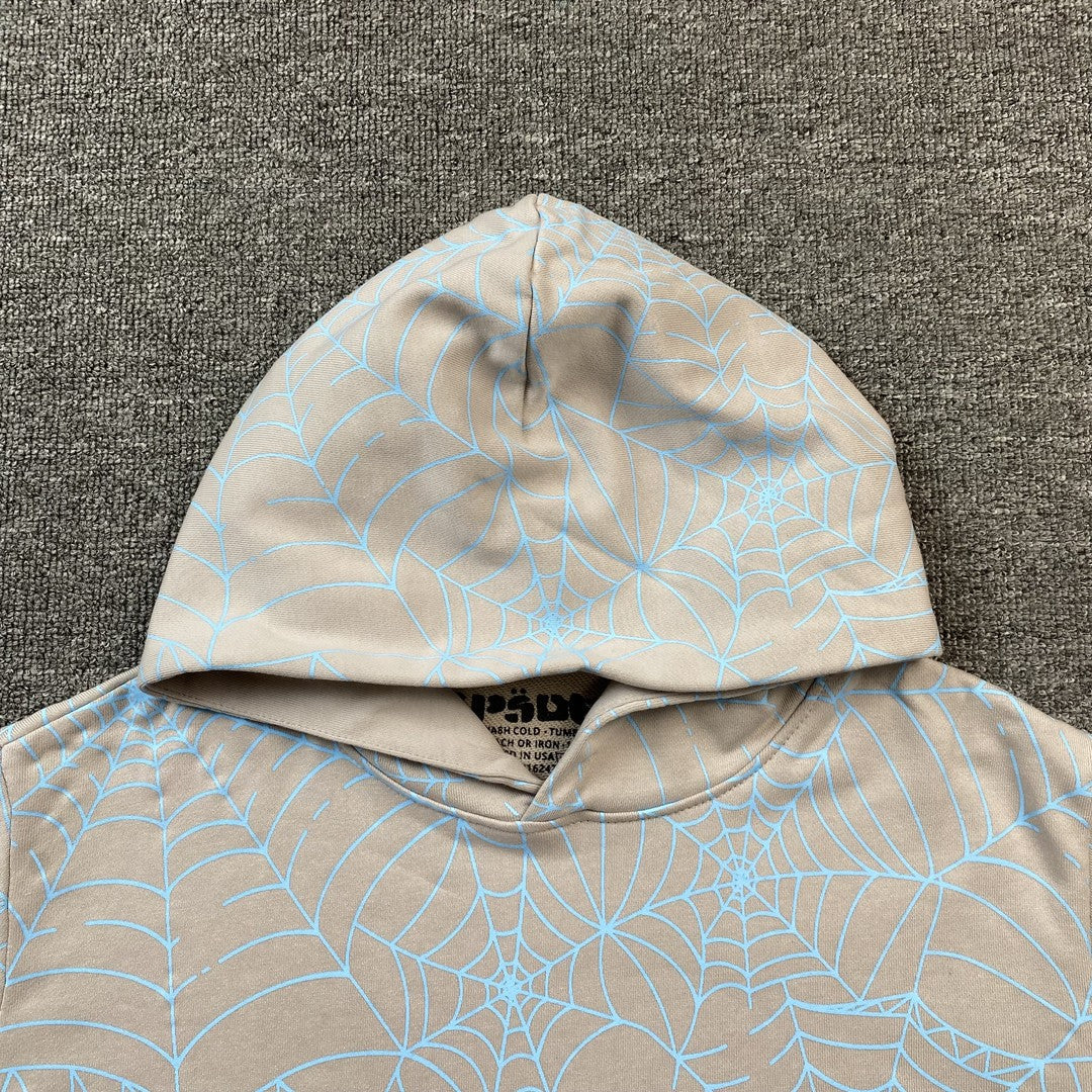 SP5DER AOP WEB SWEAT À CAPUCHE GRIS CHINÉ