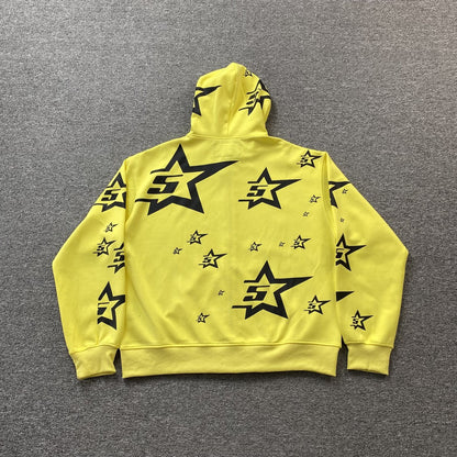 SP5DER SWEAT À CAPUCHE FERMÉ DOUBLE COUCHE 5 ÉTOILES JAUNE