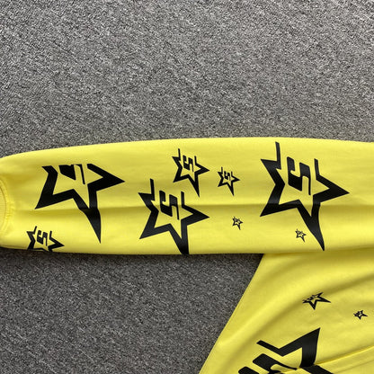 SP5DER SWEAT À CAPUCHE FERMÉ DOUBLE COUCHE 5 ÉTOILES JAUNE
