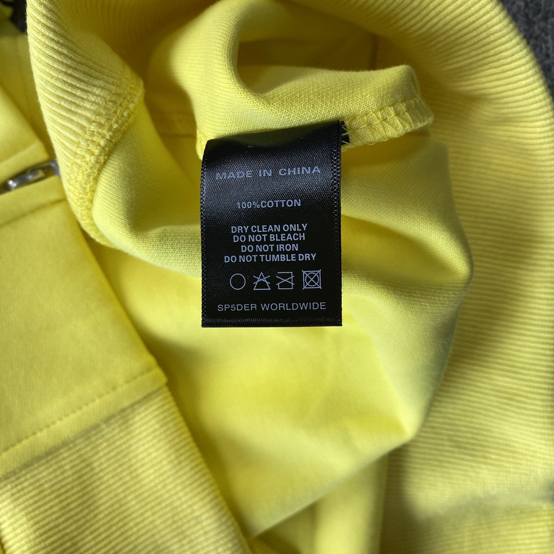 SP5DER SWEAT À CAPUCHE FERMÉ DOUBLE COUCHE 5 ÉTOILES JAUNE