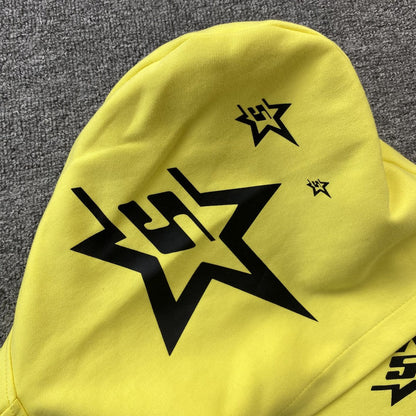 SP5DER SWEAT À CAPUCHE FERMÉ DOUBLE COUCHE 5 ÉTOILES JAUNE