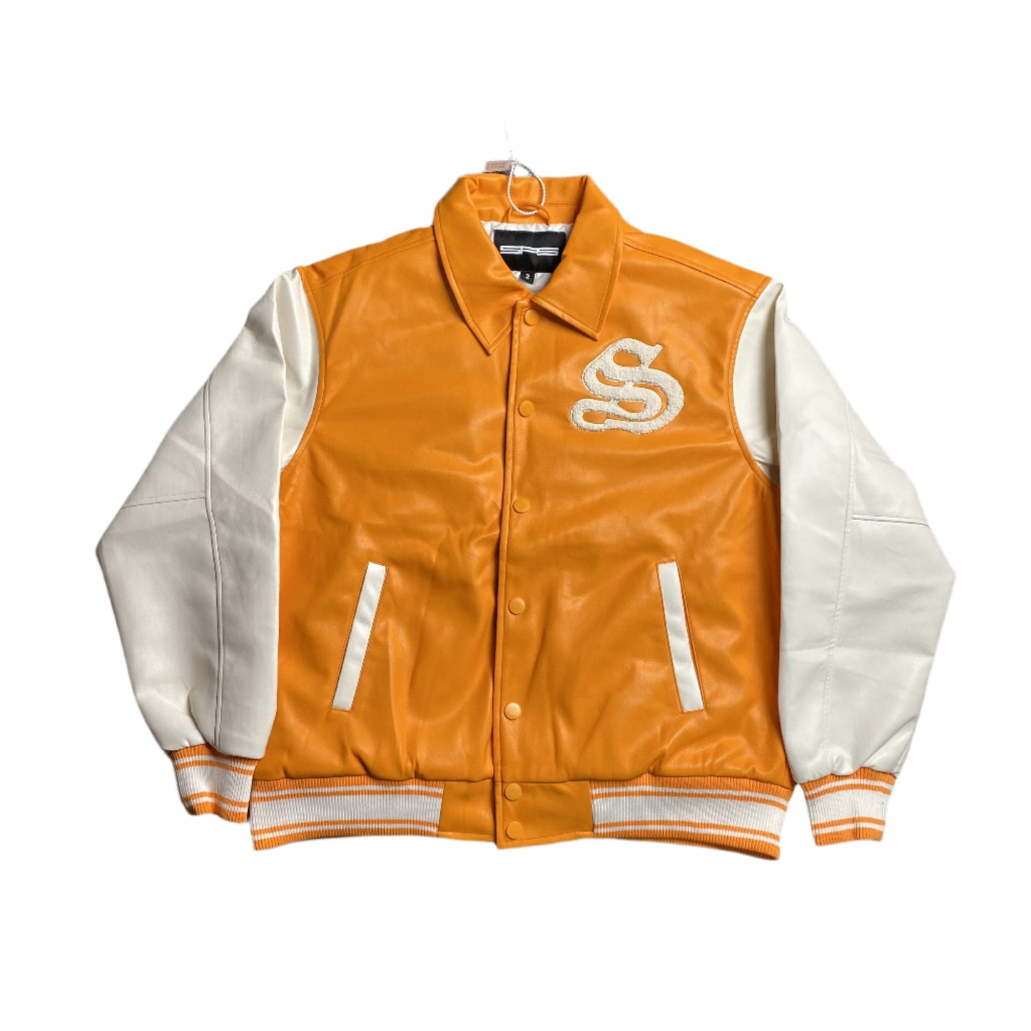 VESTE UNIVERSITAIRE EN CUIR SP5DER ORANGE