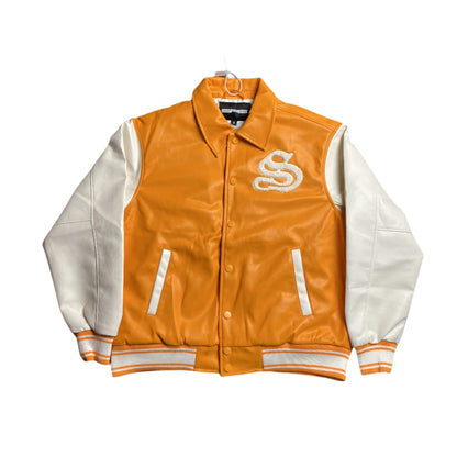 VESTE UNIVERSITAIRE EN CUIR SP5DER ORANGE