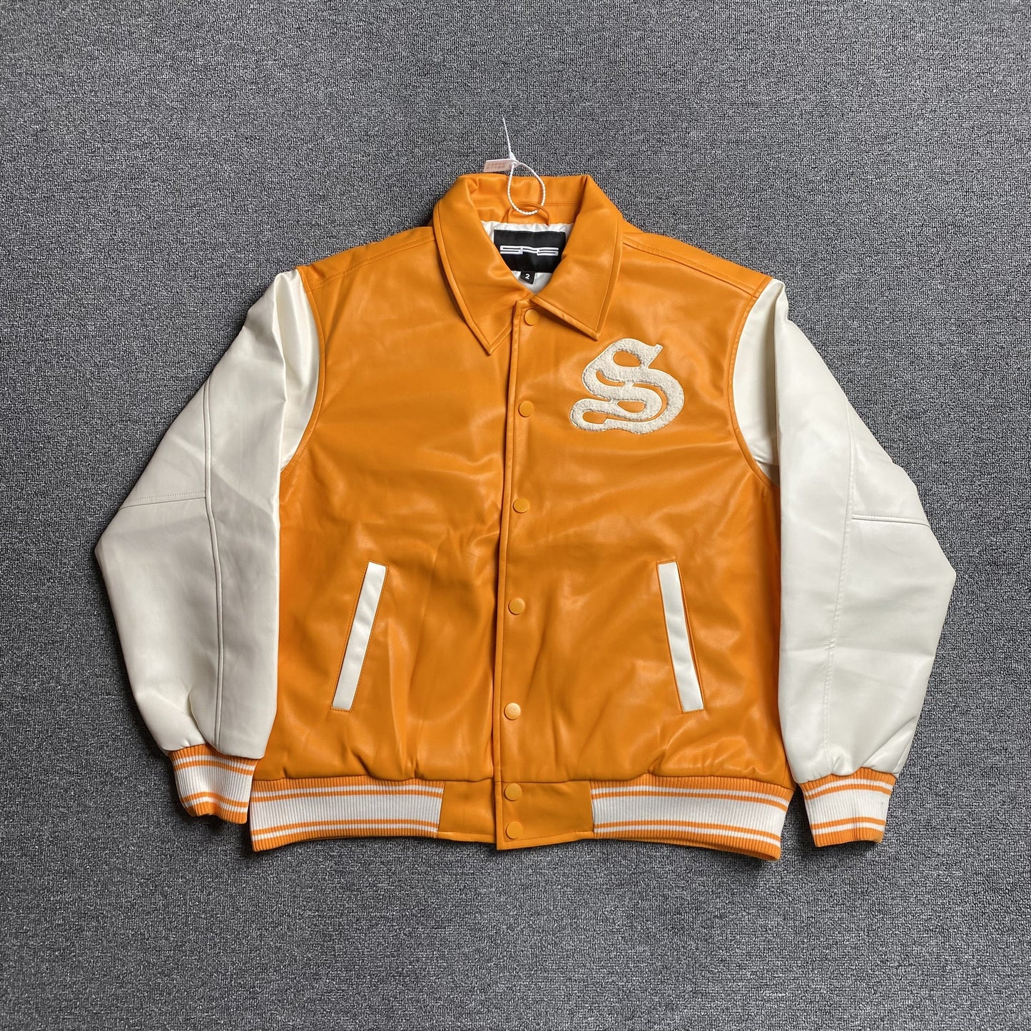 VESTE UNIVERSITAIRE EN CUIR SP5DER ORANGE