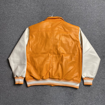 VESTE UNIVERSITAIRE EN CUIR SP5DER ORANGE