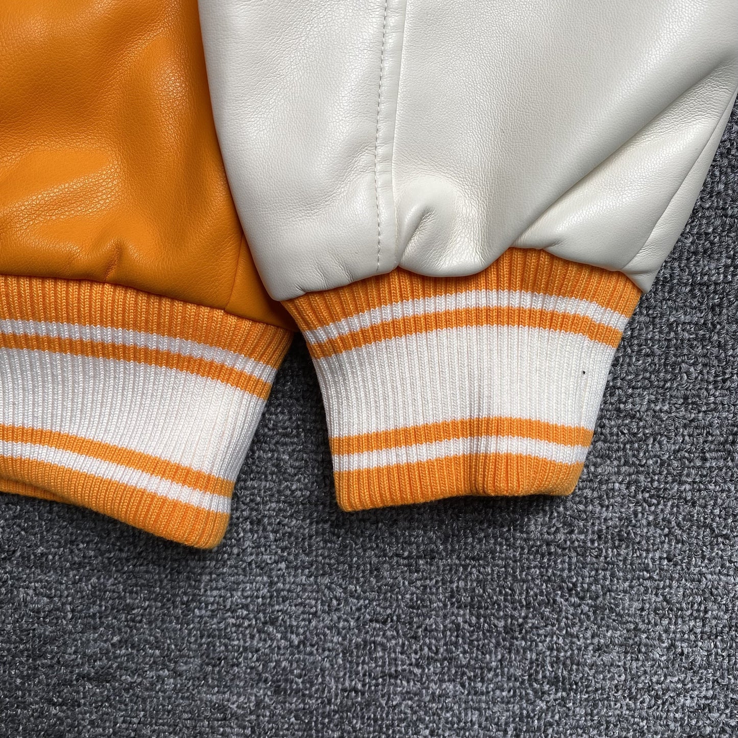 VESTE UNIVERSITAIRE EN CUIR SP5DER ORANGE