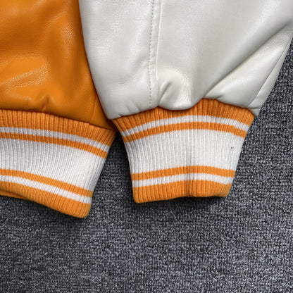 VESTE UNIVERSITAIRE EN CUIR SP5DER ORANGE