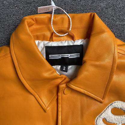 VESTE UNIVERSITAIRE EN CUIR SP5DER ORANGE