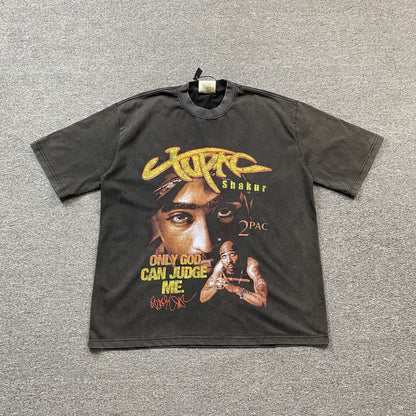 T-shirt graphique vintage Tupac gris foncé