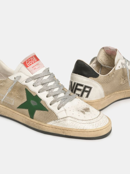 Baskets Ball Star en cuir et mesh avec languette noire au talon