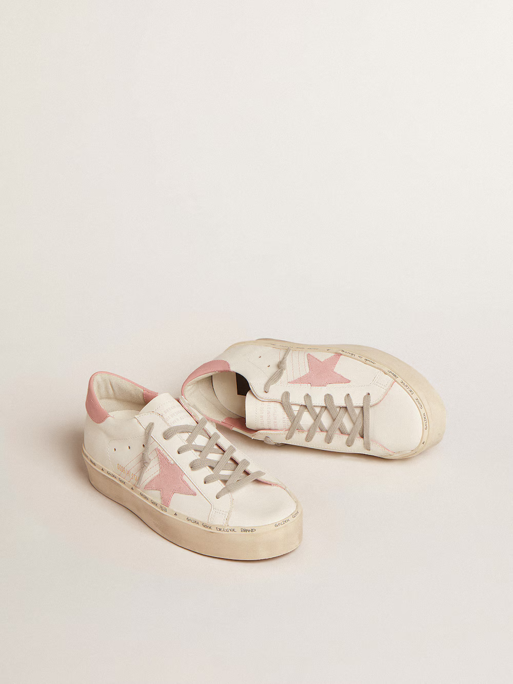 Baskets montantes Golden Goose Hi Star – Étoile en daim rose
