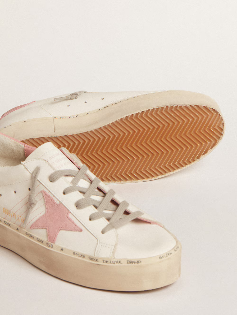 Baskets montantes Golden Goose Hi Star – Étoile en daim rose