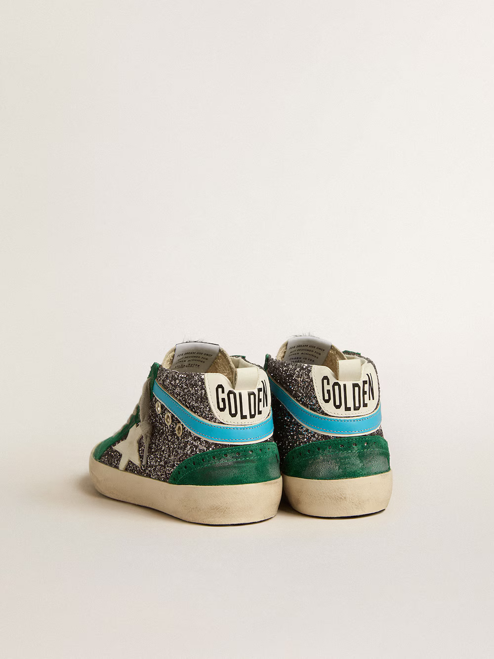 Baskets Golden Goose Mid Star – Daim vert et paillettes