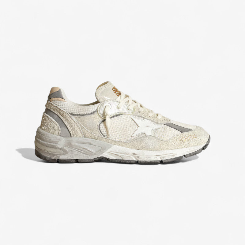 Baskets Golden Goose Running Sole blanches avec détails usés