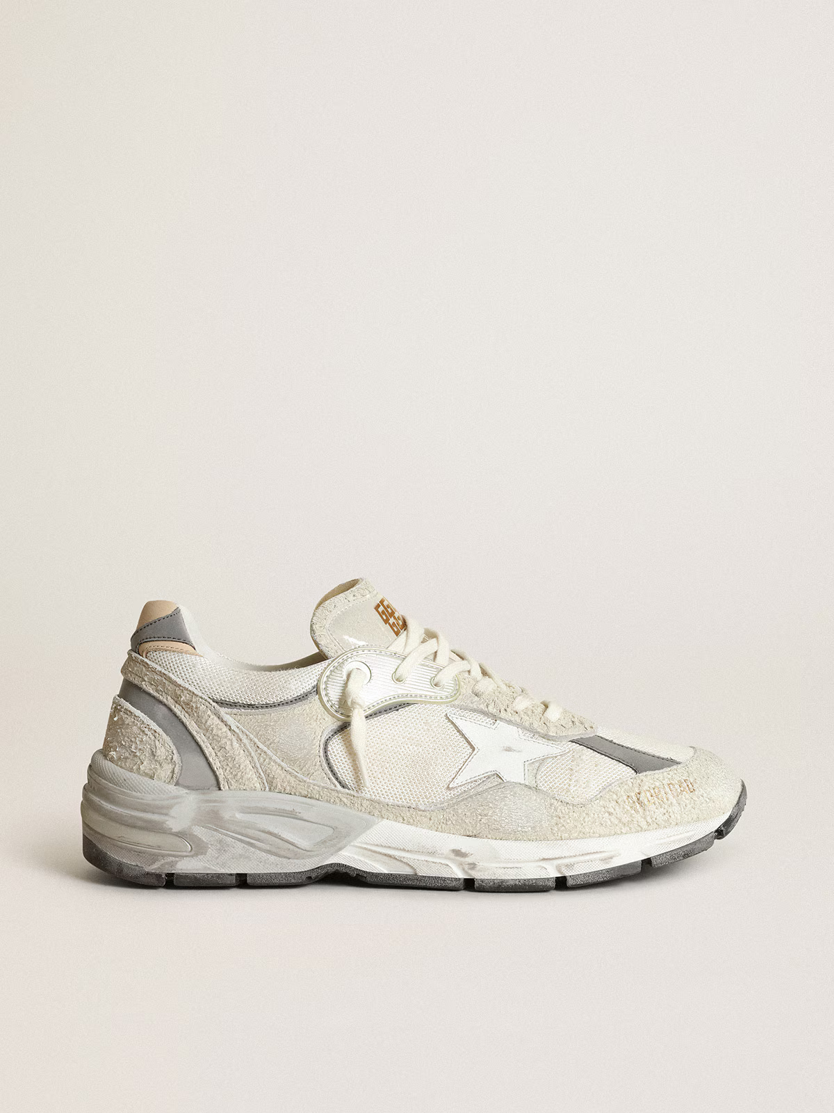 Baskets Golden Goose Running Sole blanches avec détails usés