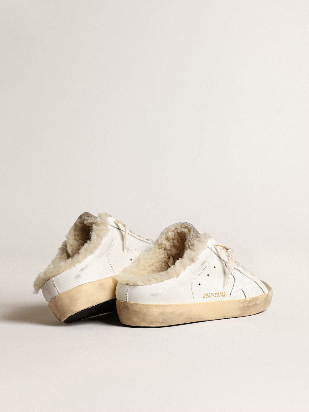 Sandales Golden Goose Shearling Slide Super-Star blanches