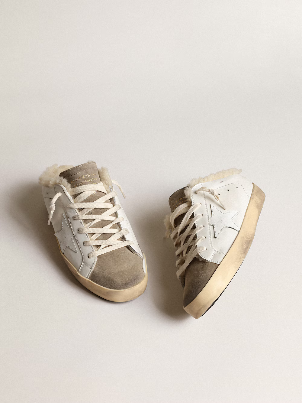 Sandales Golden Goose Shearling Slide Super-Star blanches