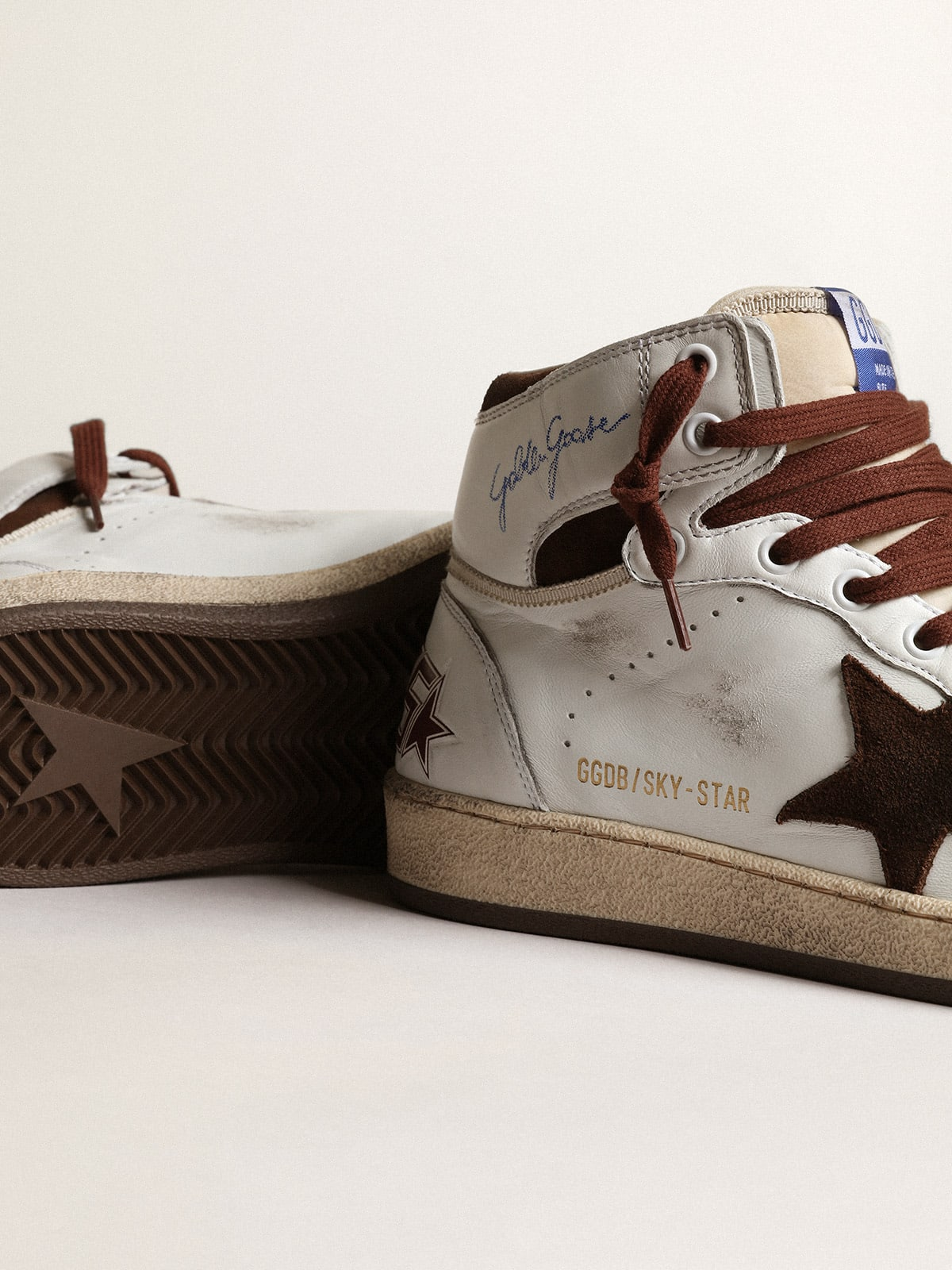 Baskets montantes Golden Goose Sky-Star marron