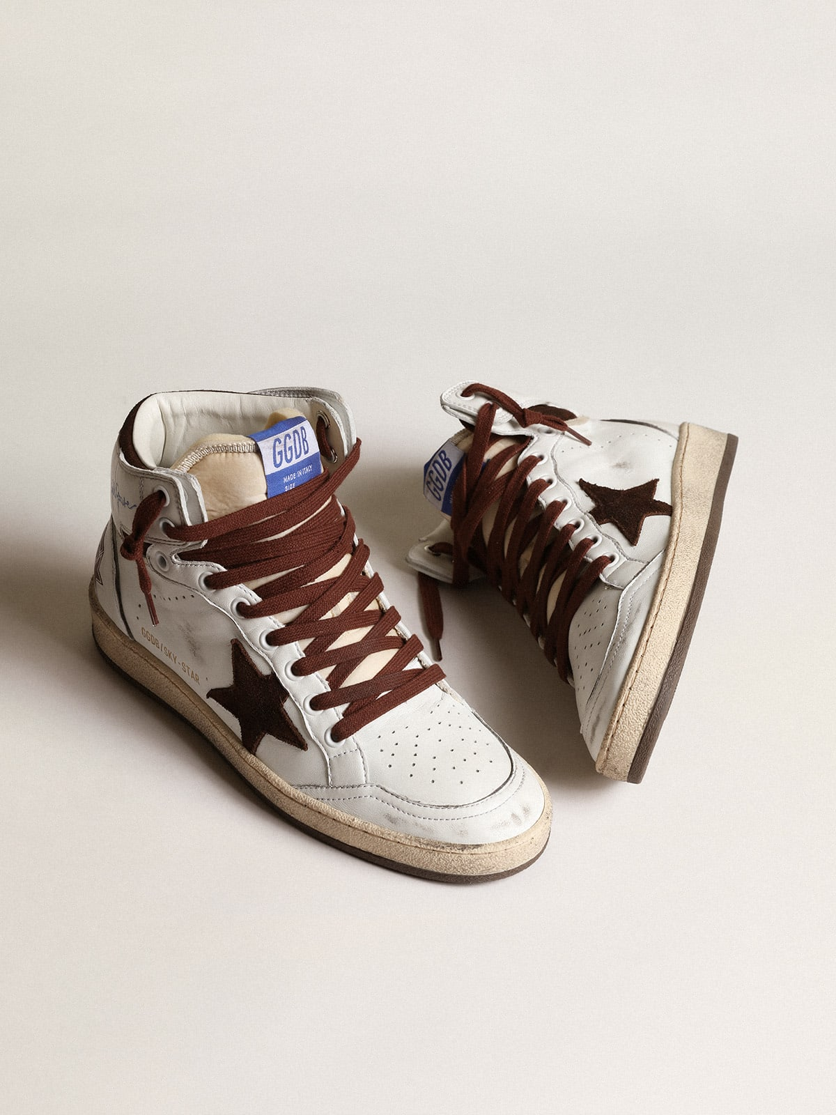 Baskets montantes Golden Goose Sky-Star marron