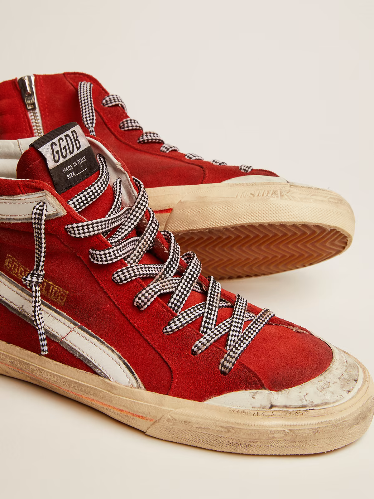 Baskets montantes Golden Goose Slide en toile rouge
