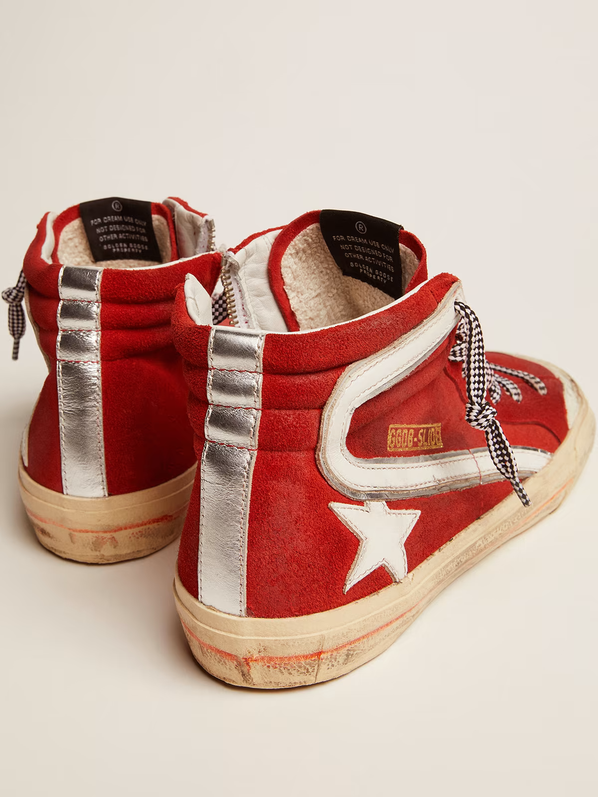 Baskets montantes Golden Goose Slide en toile rouge