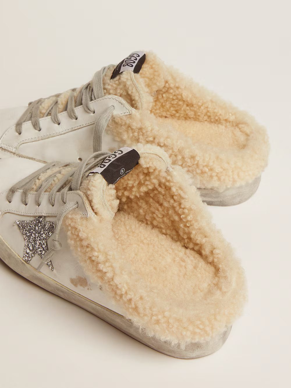 Mule Golden Goose Slide-In Superstar avec peau lainée