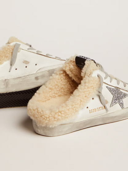 Mule Golden Goose Slide-In Superstar avec peau lainée
