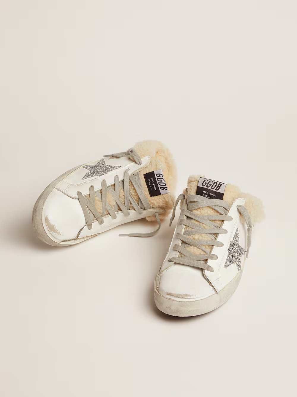 Mule Golden Goose Slide-In Superstar avec peau lainée