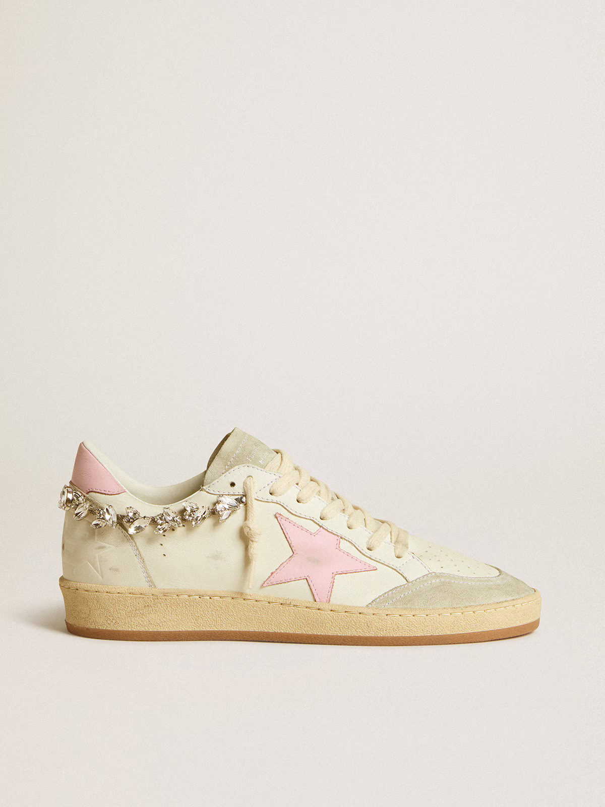Baskets Golden Goose Stardan avec étoile rose et chaîne en cristal