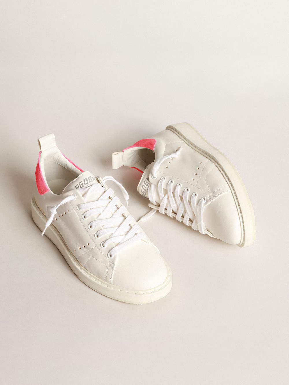 Baskets Golden Goose Starter – Languette au talon blanche et rose